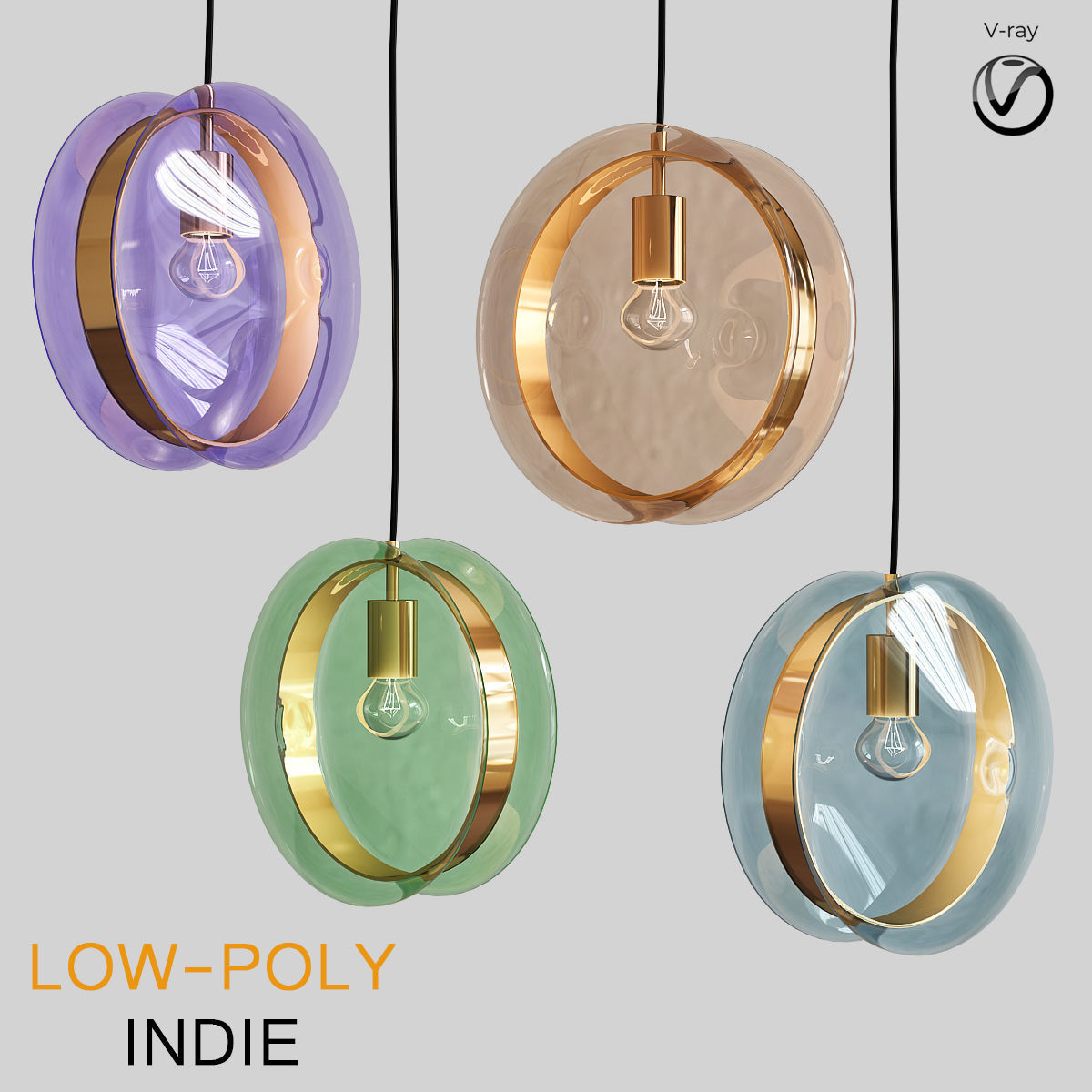 Chandleir 10 pieces 3d model Low-poly 3D model_10