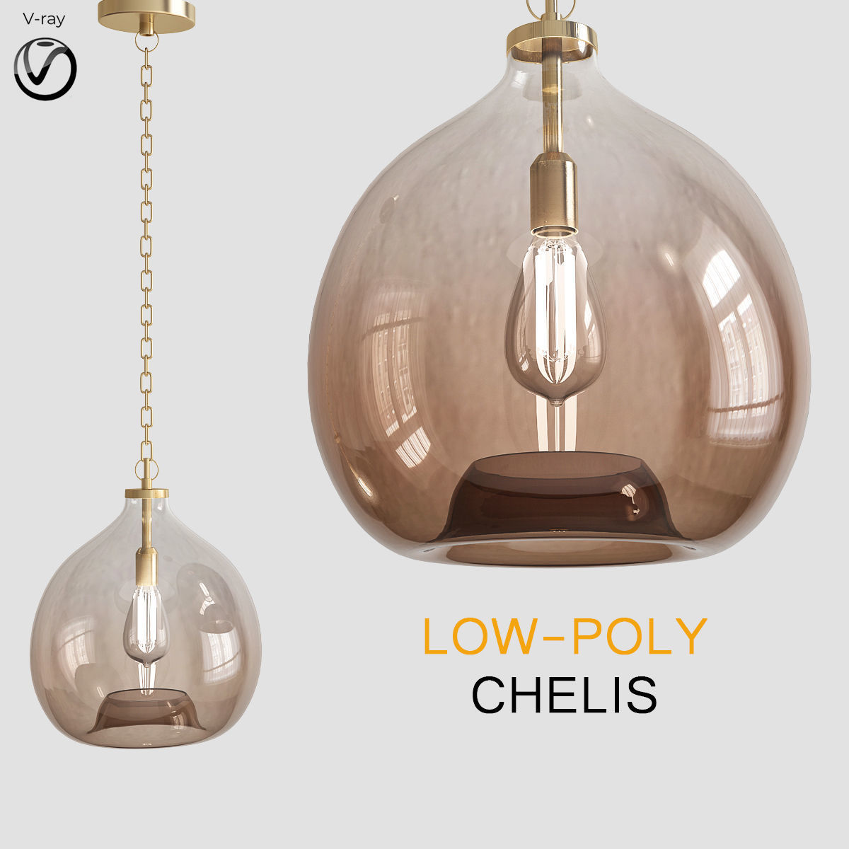 Chandleir 10 pieces 3d model Low-poly 3D model_6