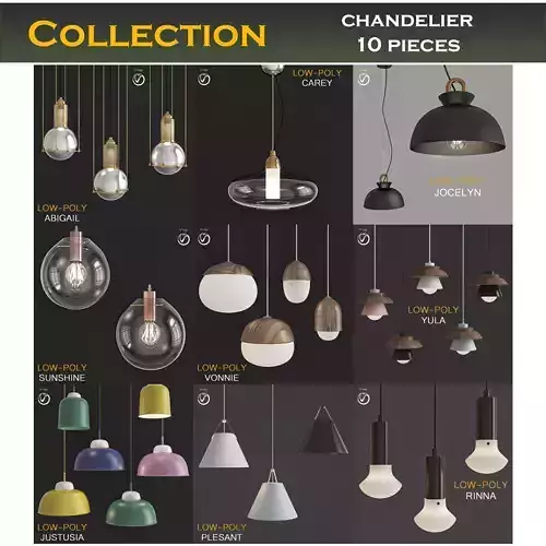Chandleir 10 pieces 3d model Low-poly 3D model