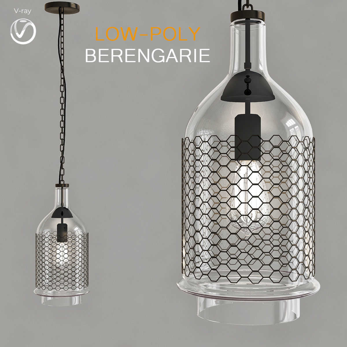 Chandleir 10 pieces 3d model Low-poly 3D model_4