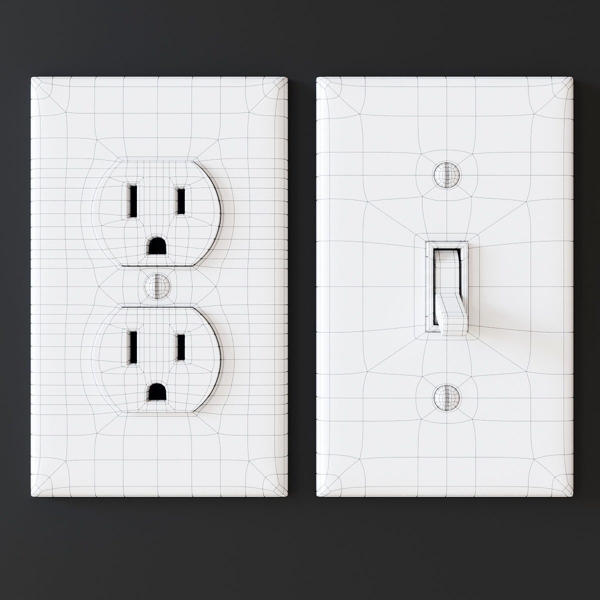 US electrical outlets and switches 3D model_5