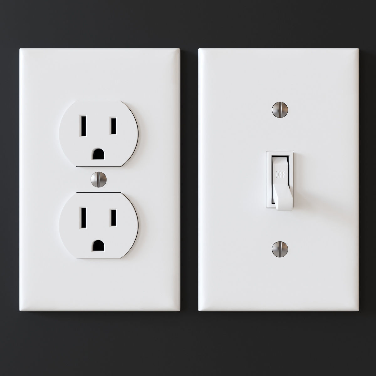 US electrical outlets and switches 3D model_2