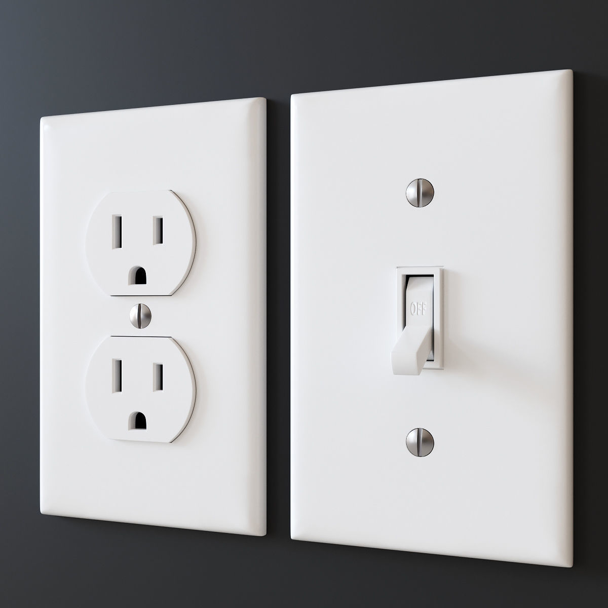 US electrical outlets and switches 3D model_4