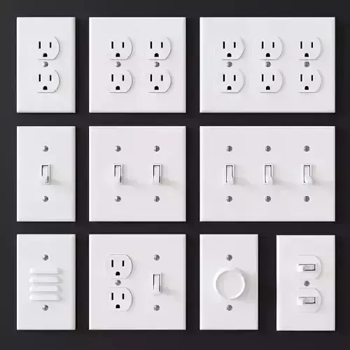 US electrical outlets and switches 3D model