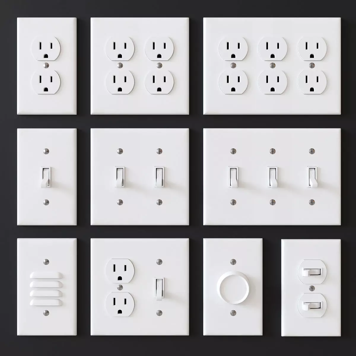 US electrical outlets and switches 3D model_0