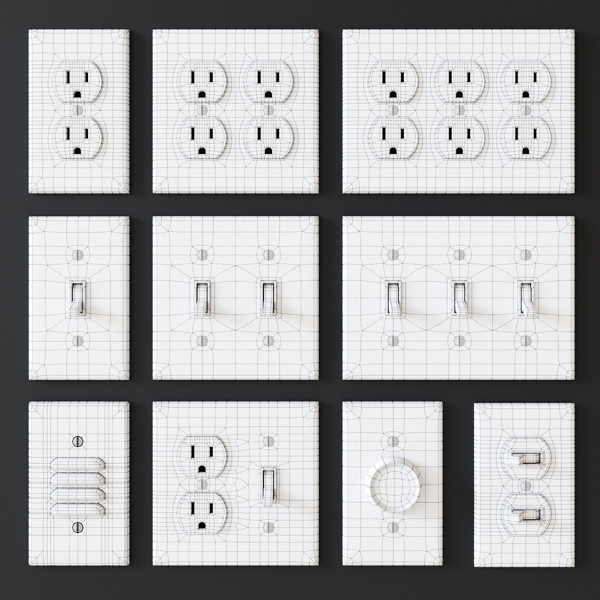 US electrical outlets and switches 3D model_6
