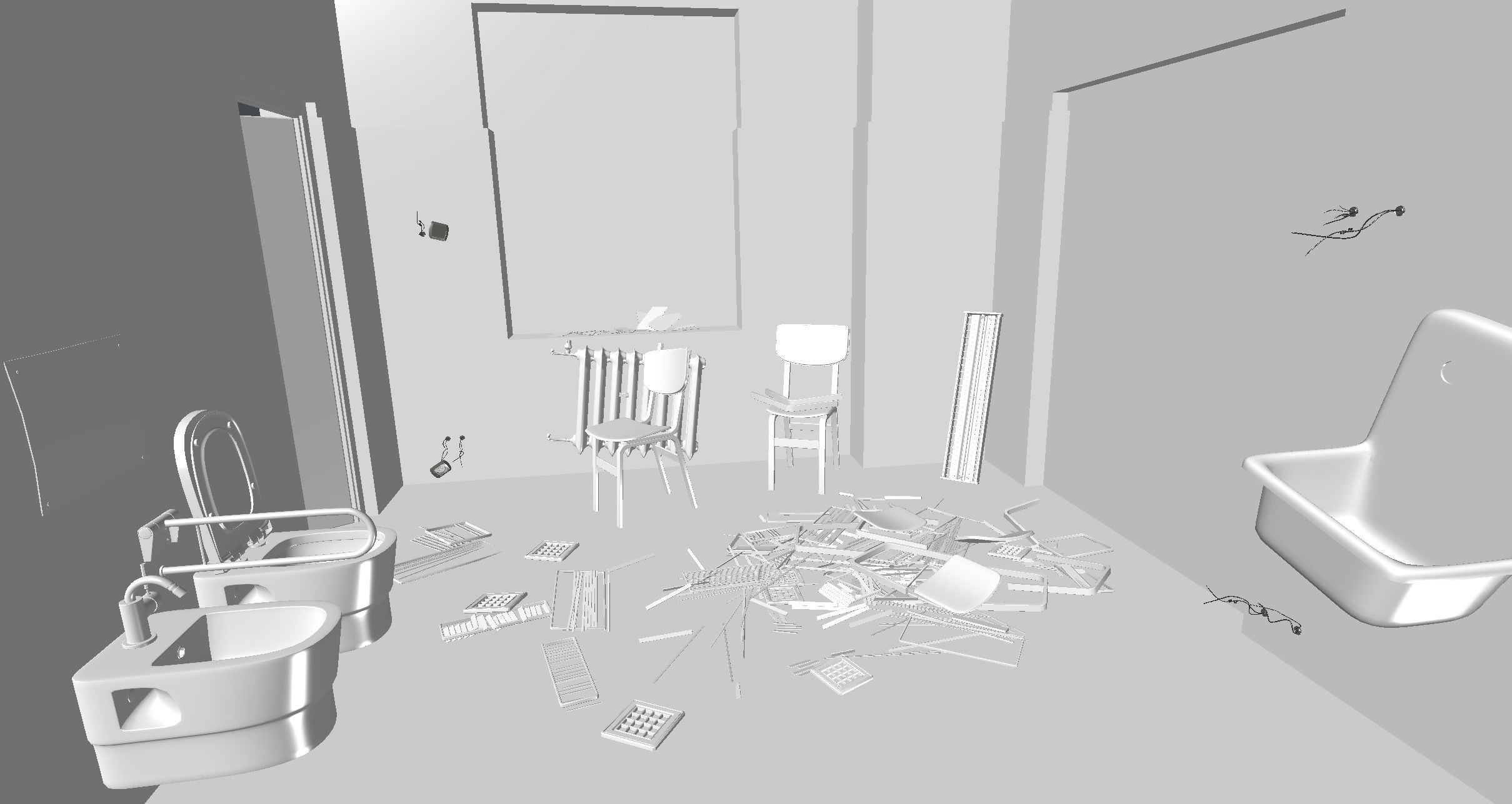 Hospital Bathroom Abandoned Low-poly 3D model_1