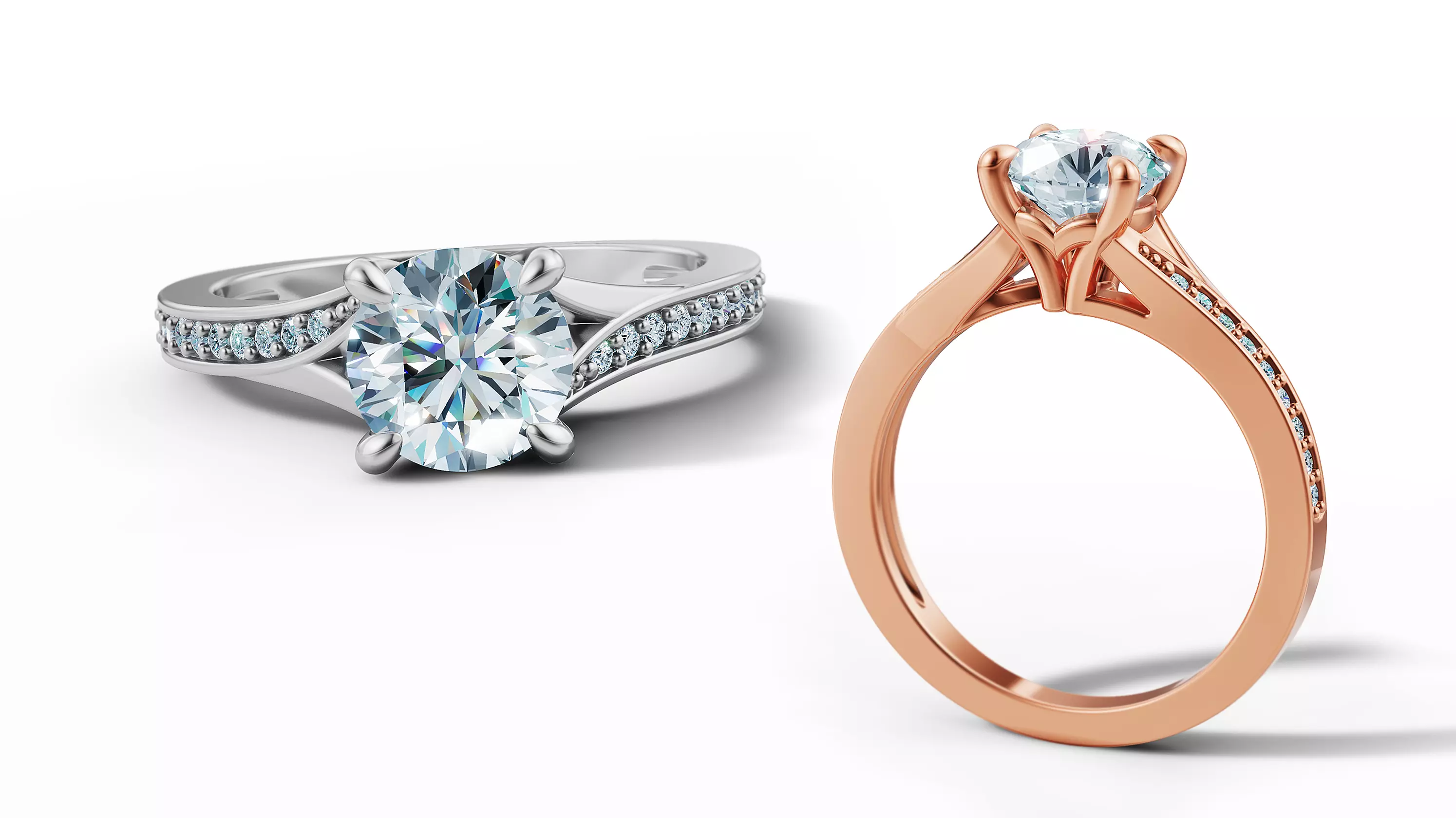 1ct Diamond ring Solitaire Engagement ring 3dmodel 3D print model