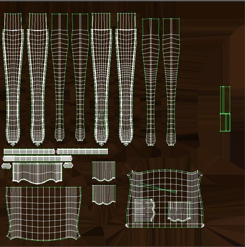 Classic side table 500 Low-poly 3D model_17