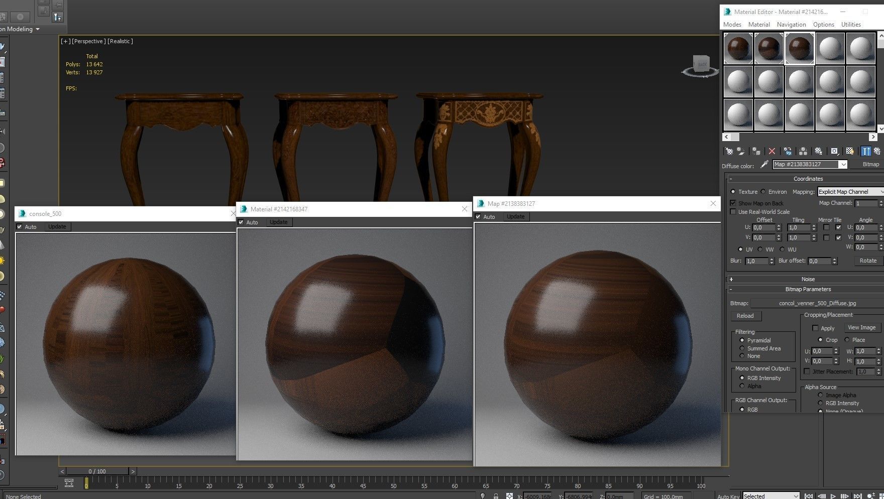 Classic side table 500 Low-poly 3D model_19