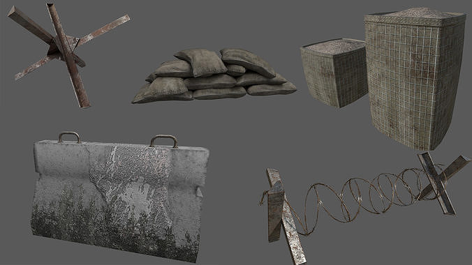 Military Barricade Pack Low-poly 3D model