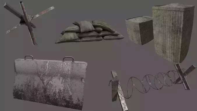 Military Barricade Pack Low-poly 3D model