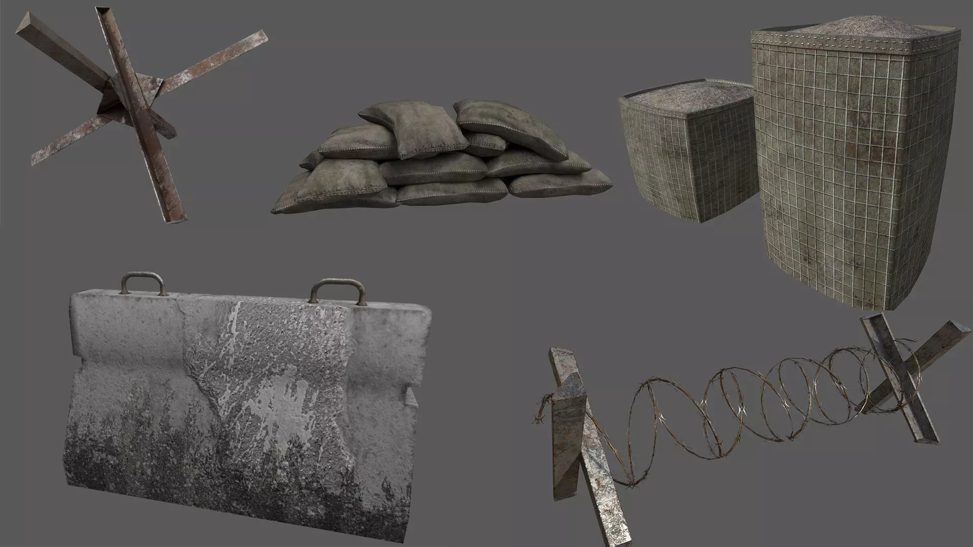 Military Barricade Pack Low-poly 3D model_0