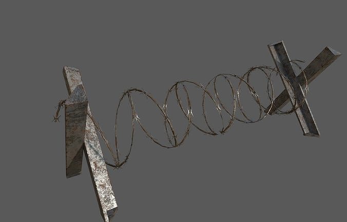 Military Barbwire Barricade Low-poly 3D model