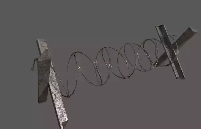 Military Barbwire Barricade Low-poly 3D model