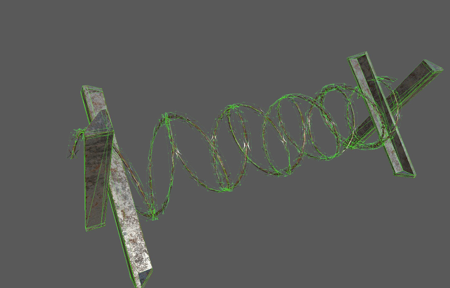 Military Barbwire Barricade Low-poly 3D model_2