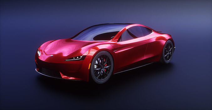 Tesla Roadster 2 Low-poly 3D model 2