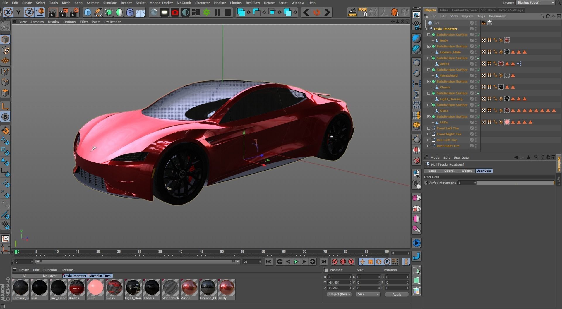 Tesla Roadster 2 Low-poly 3D model_36