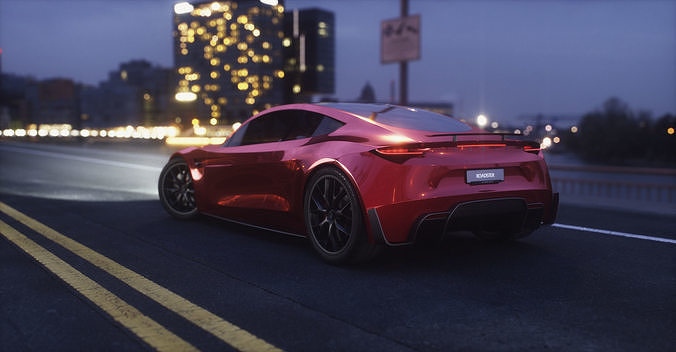 Tesla Roadster 2 Low-poly 3D model 7