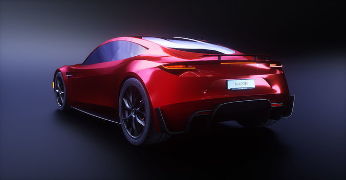 Tesla Roadster 2 Low-poly 3D model 5