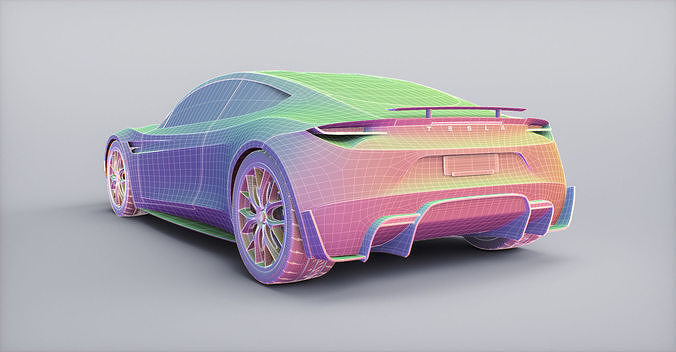 Tesla Roadster 2 Low-poly 3D model 6
