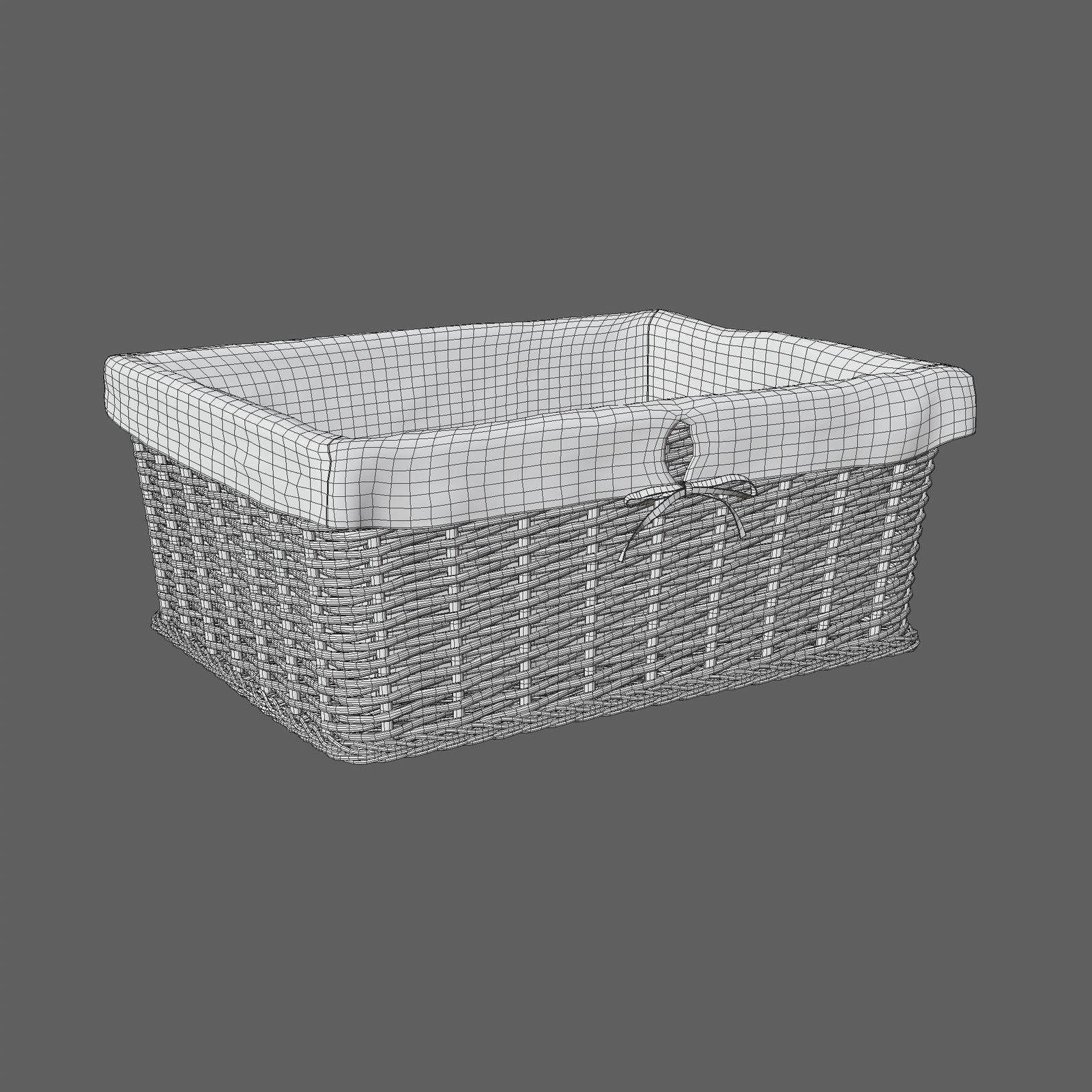 Wicker basket 3D model_3