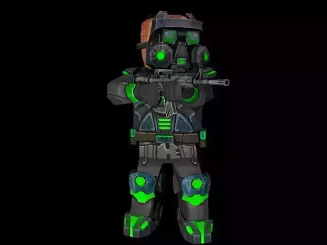 Z-solider character with gun