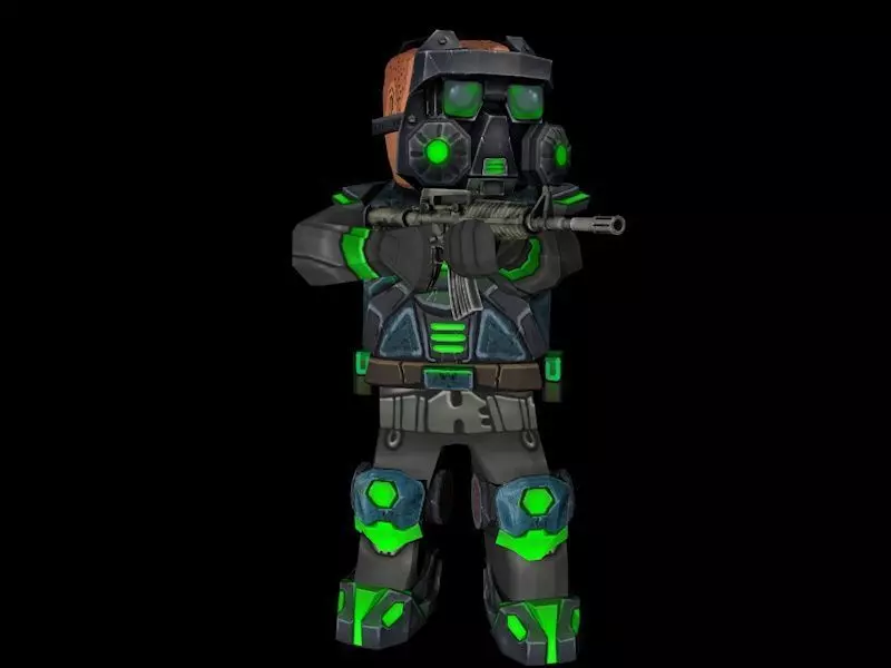 Z-solider character with gun Low-poly 3D model_0