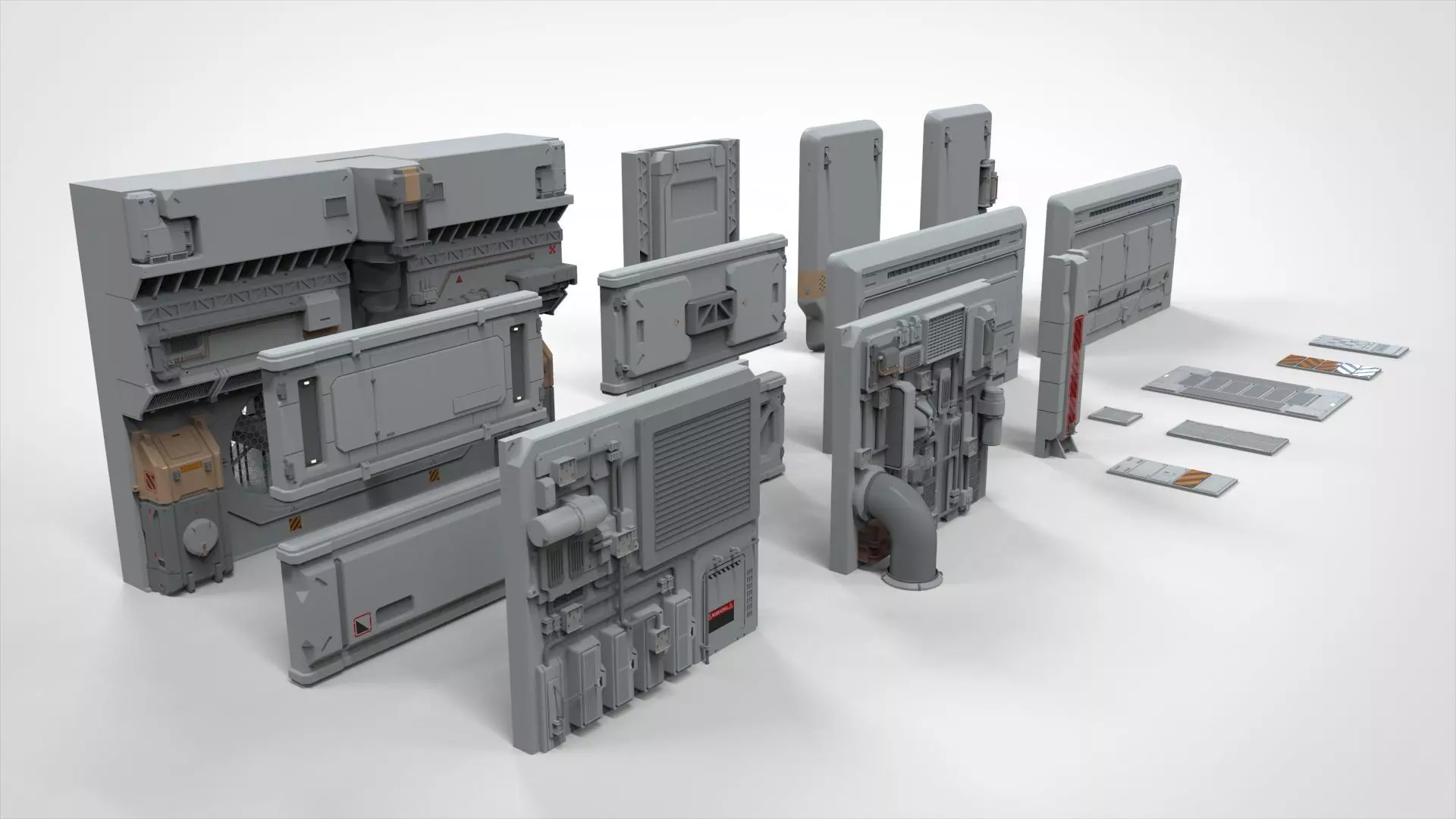 sci-fi Architecture kitbash 8 3D model_0