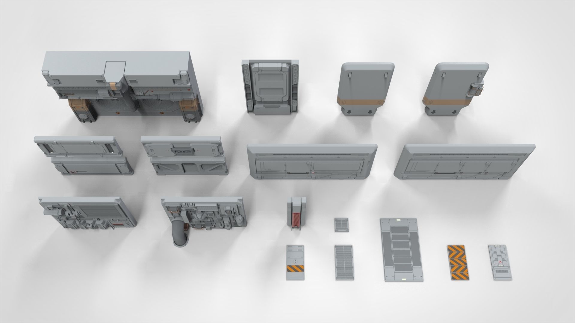 sci-fi Architecture kitbash 8 3D model_3