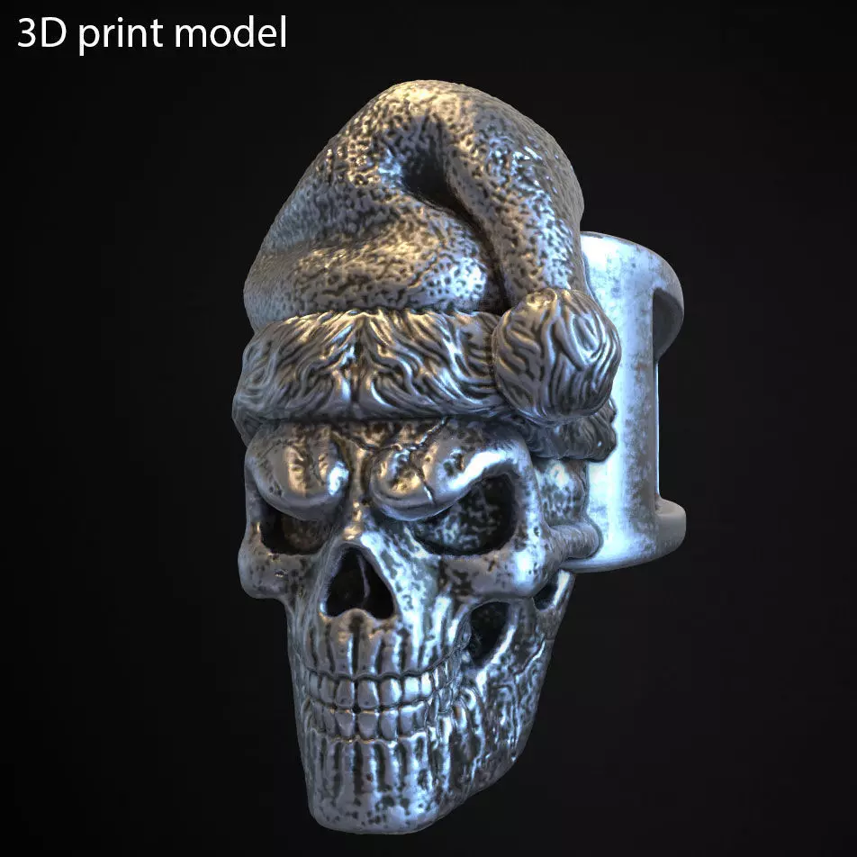 skull ring jewelry santa claus vol2 3D print model_0