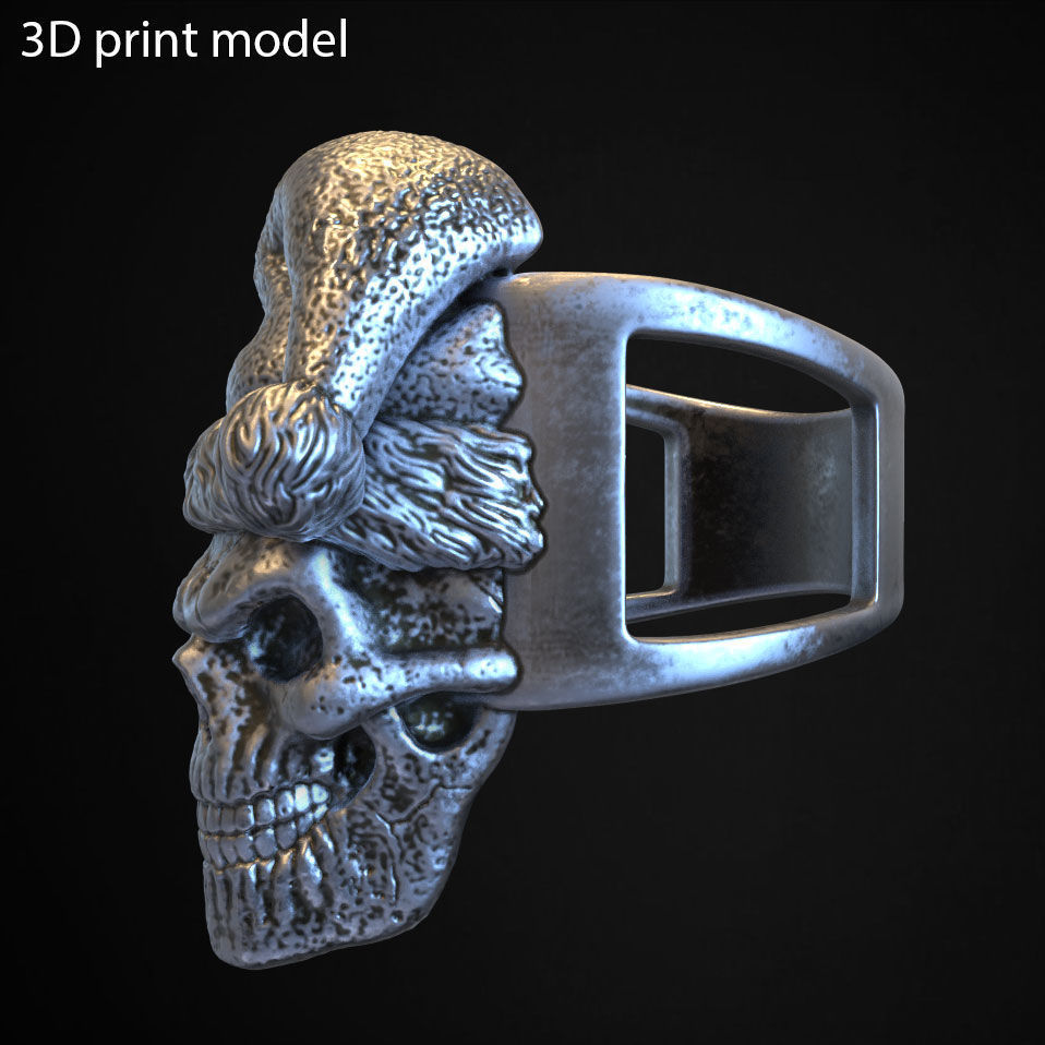 skull ring jewelry santa claus vol2 3D print model_3