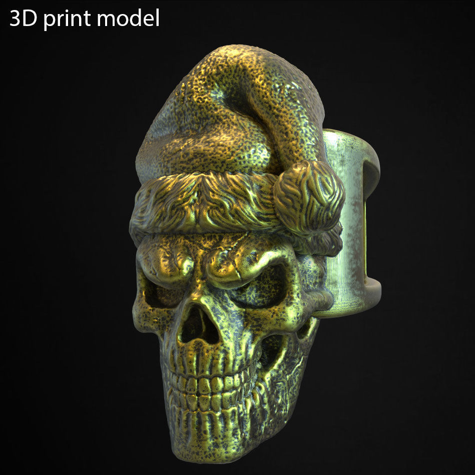 skull ring jewelry santa claus vol2 3D print model_2