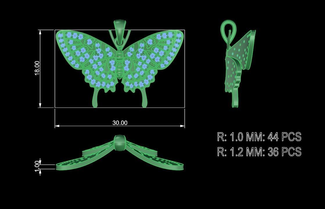 Butterfly New Idea Pendant 3D print model_4
