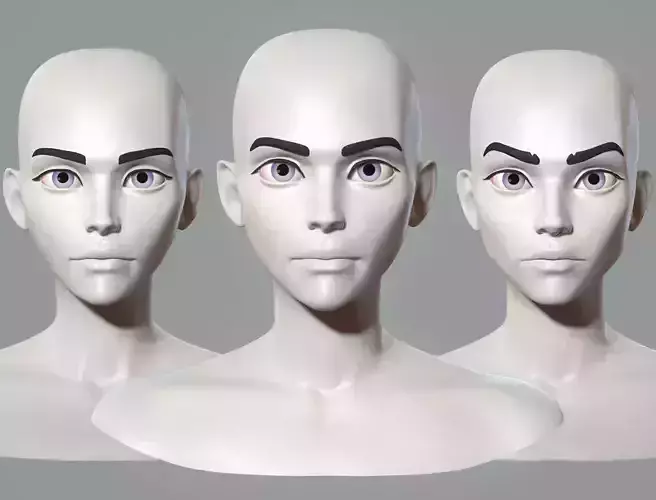 Stylized cartoon female characters base mesh 3D model