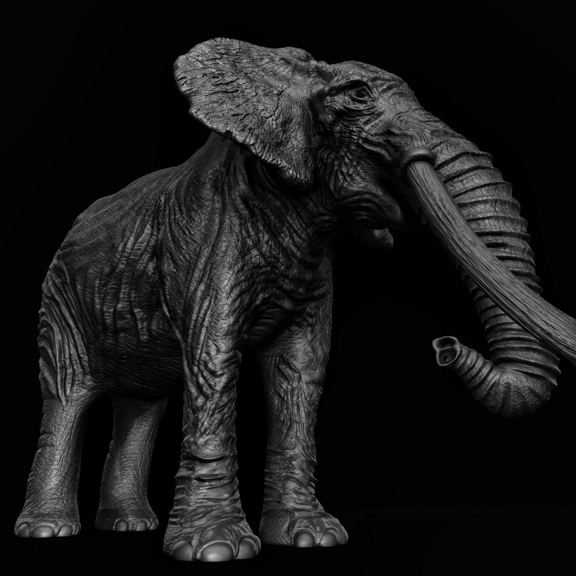 ELEPHANT with tusks Low-poly 3D model_3