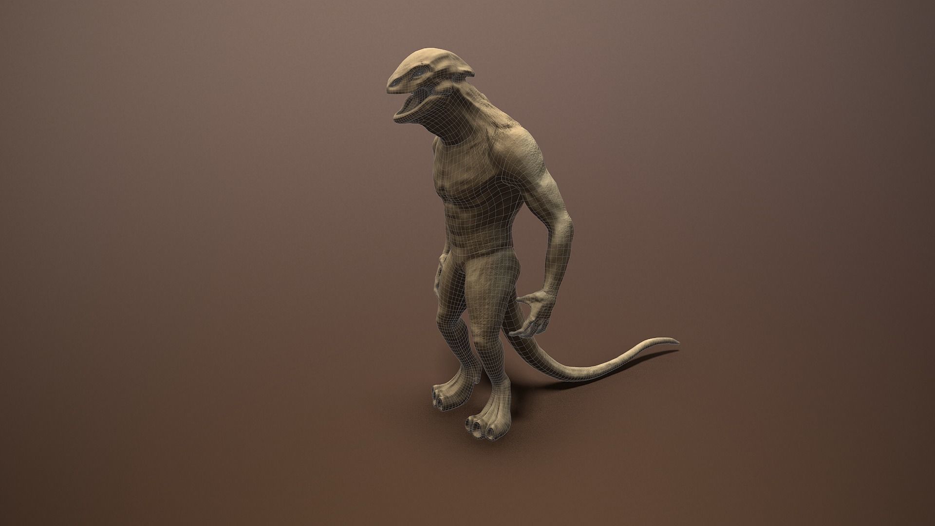 lizard-man humanoid creature Low-poly 3D model_12