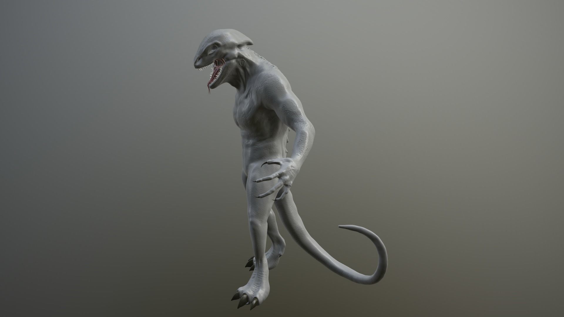lizard-man humanoid creature Low-poly 3D model_5