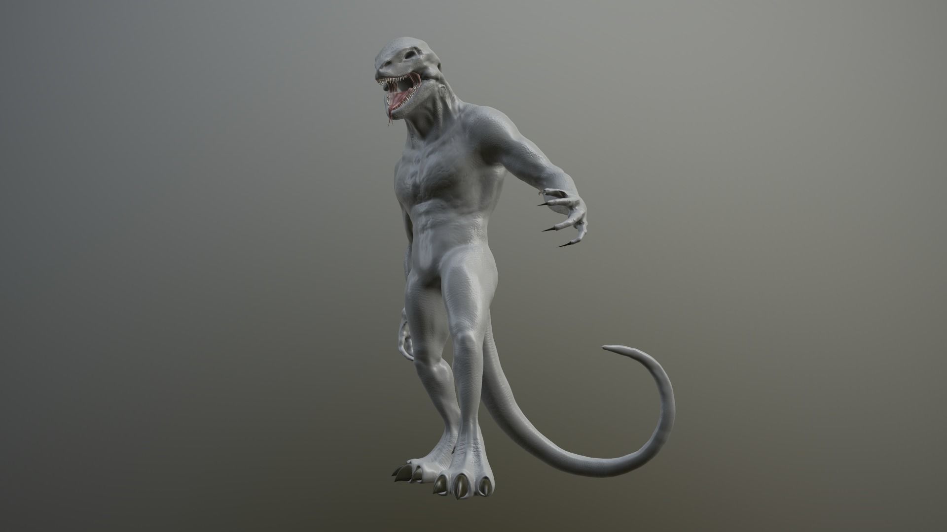 lizard-man humanoid creature Low-poly 3D model_7