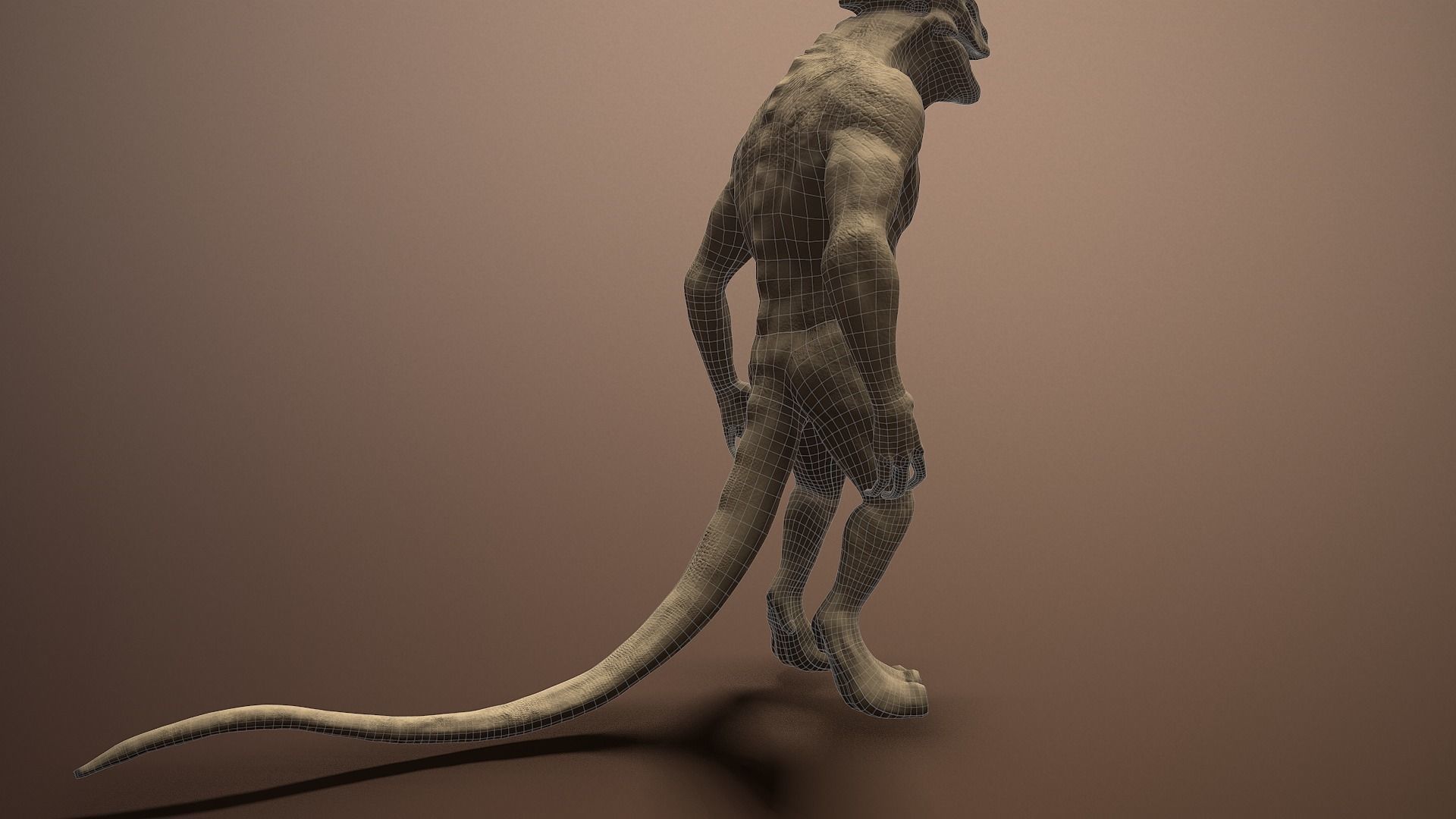 lizard-man humanoid creature Low-poly 3D model_11