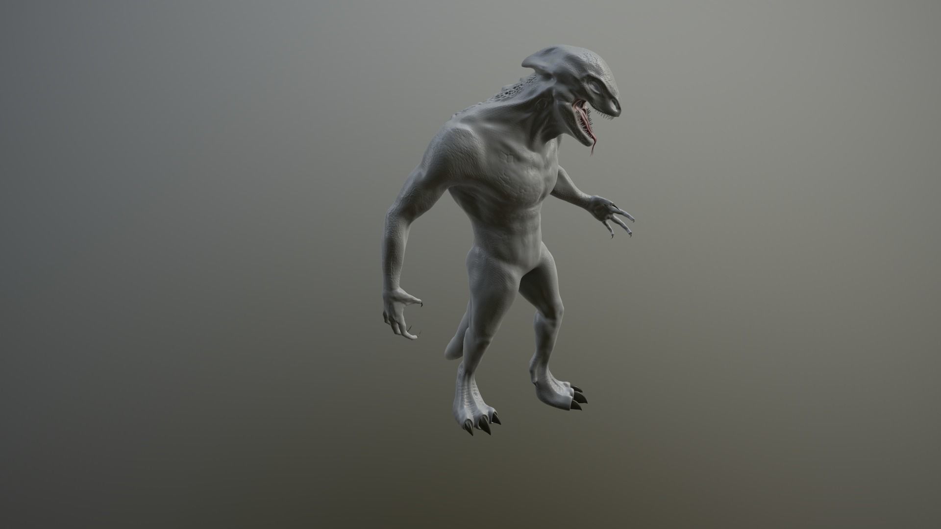 lizard-man humanoid creature Low-poly 3D model_10