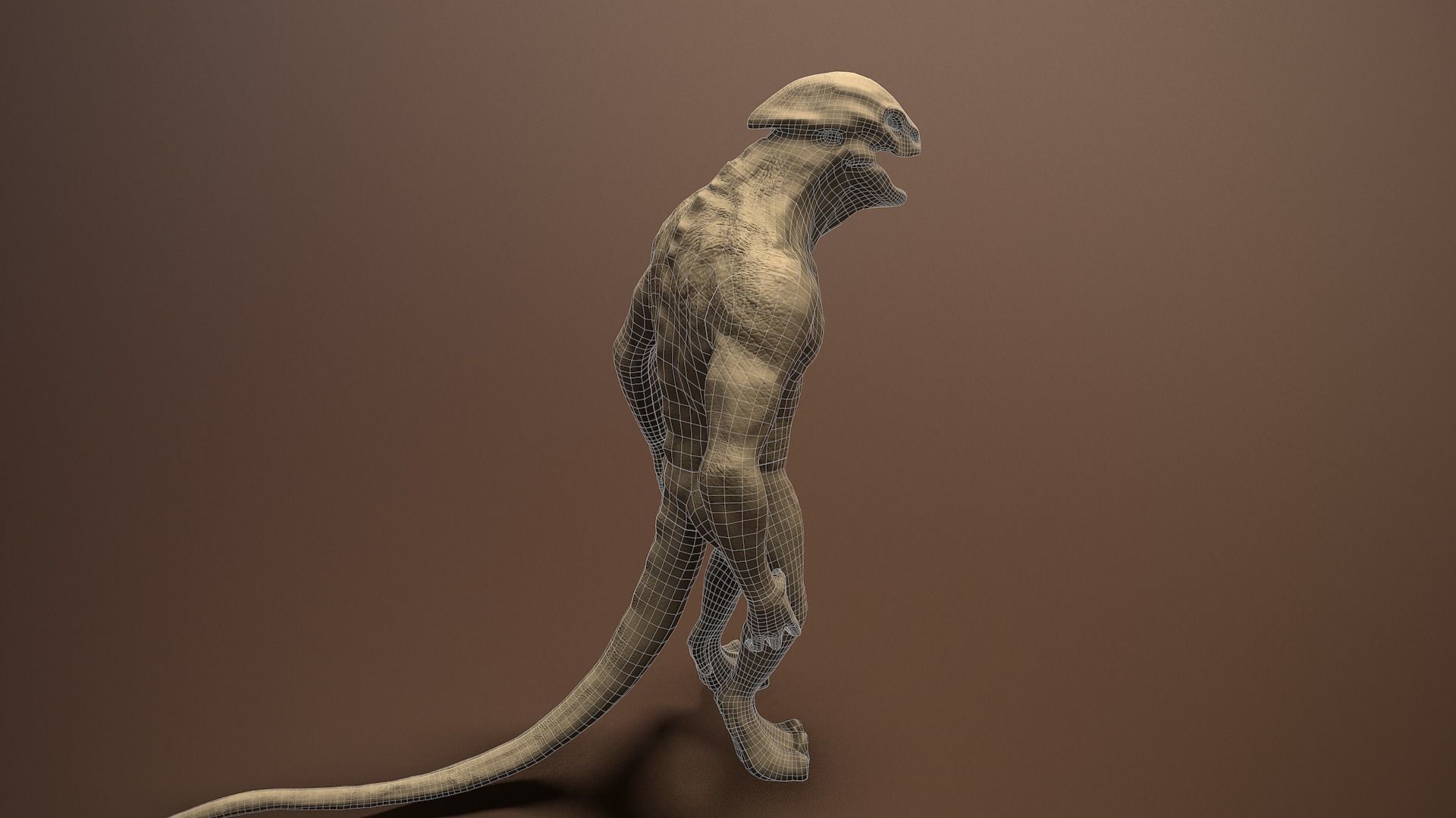 lizard-man humanoid creature Low-poly 3D model_3
