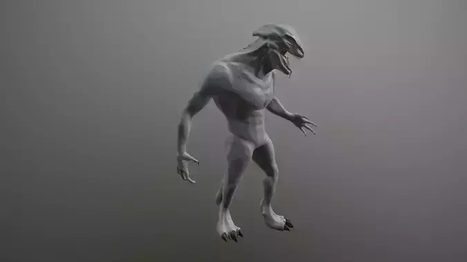 lizard-man humanoid creature Low-poly 3D model