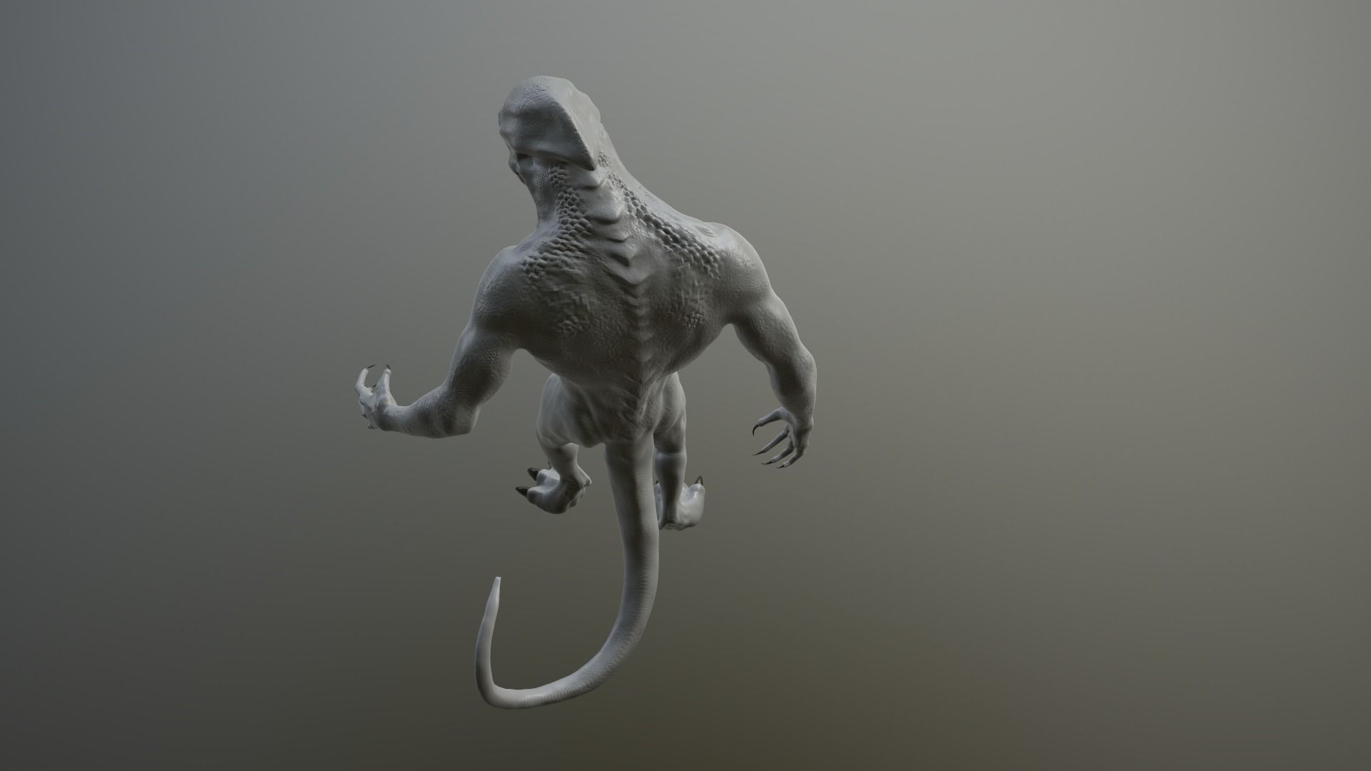 lizard-man humanoid creature Low-poly 3D model_9