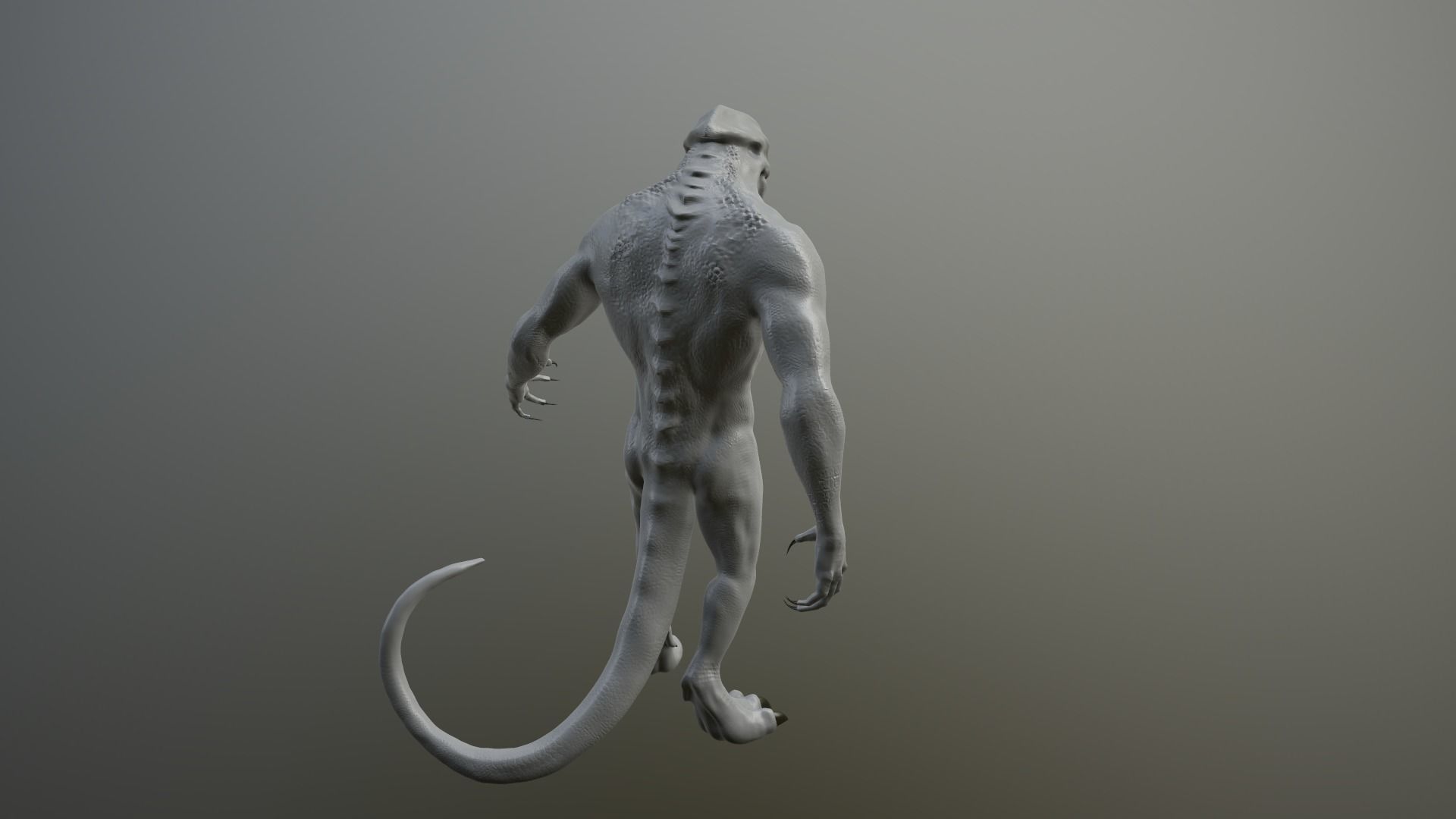 lizard-man humanoid creature Low-poly 3D model_6
