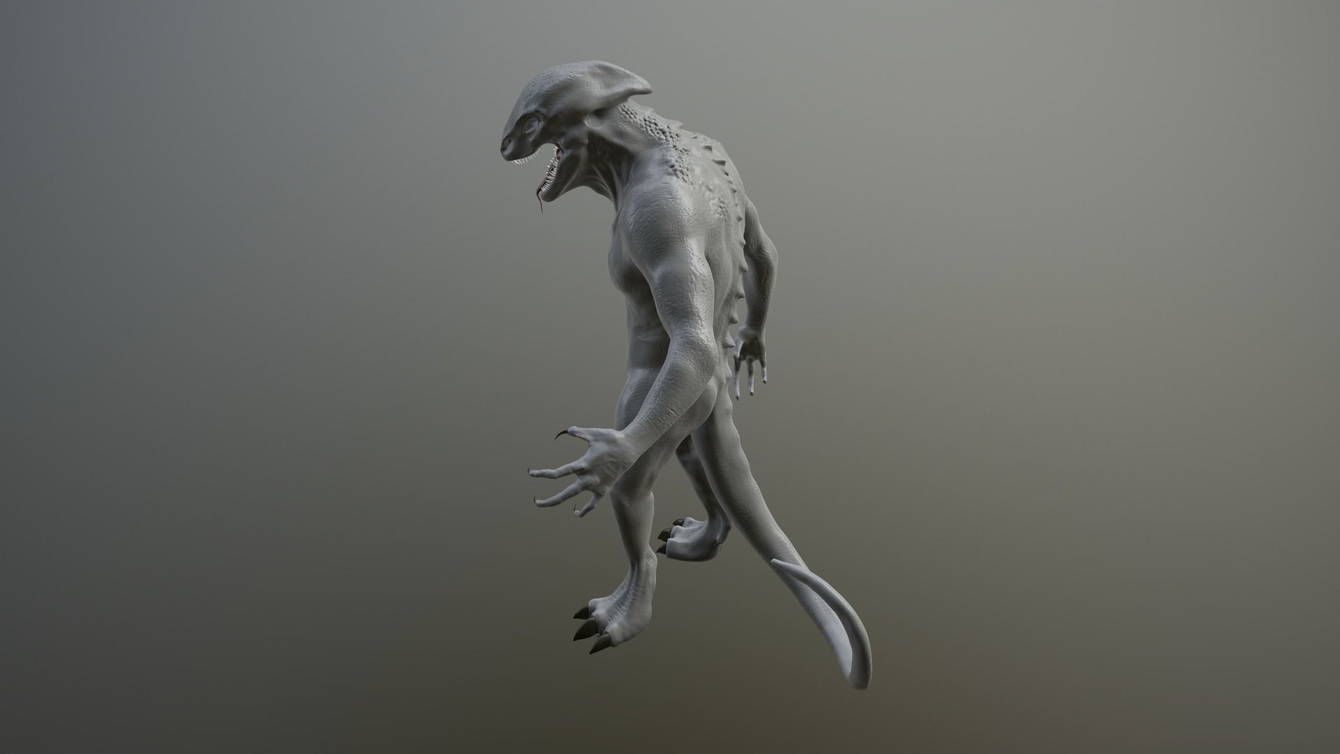 lizard-man humanoid creature Low-poly 3D model_8