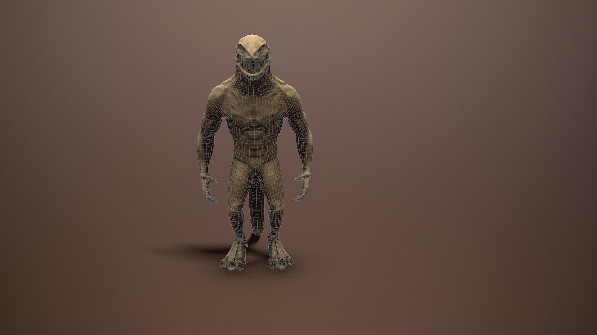 lizard-man humanoid creature Low-poly 3D model_13