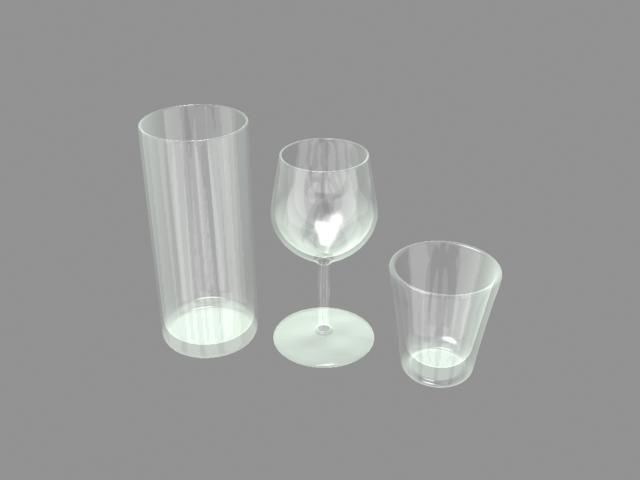 glasses set of wire wine Low-poly 3D model_6