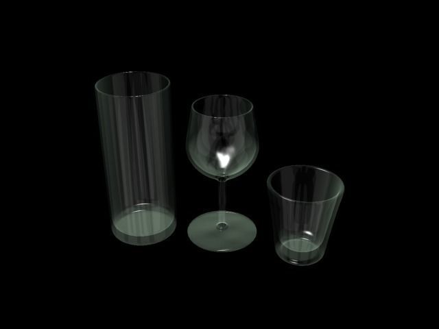 glasses set of wire wine Low-poly 3D model_9
