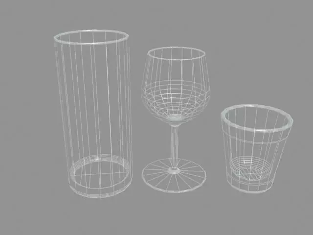 glasses set of wire wine Low-poly 3D model_0